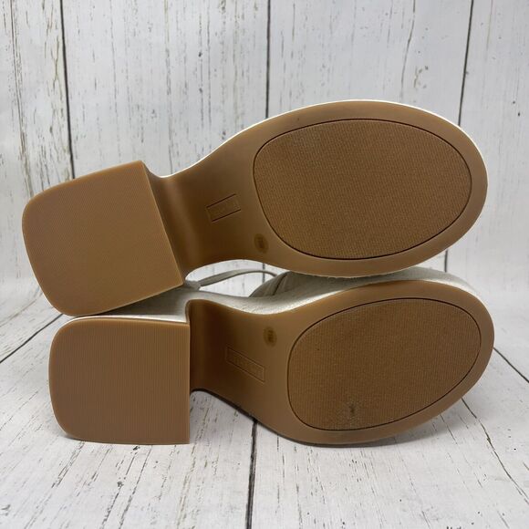 Copper Key Platform Sandals Size 11 Beige Picnic Denim Heels - Picture 6 of 11
